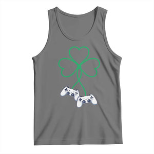 Video Game Lover St Patricks Day with Shamrock Controllers Tank Top TS11 Black Heather Print Your Wear