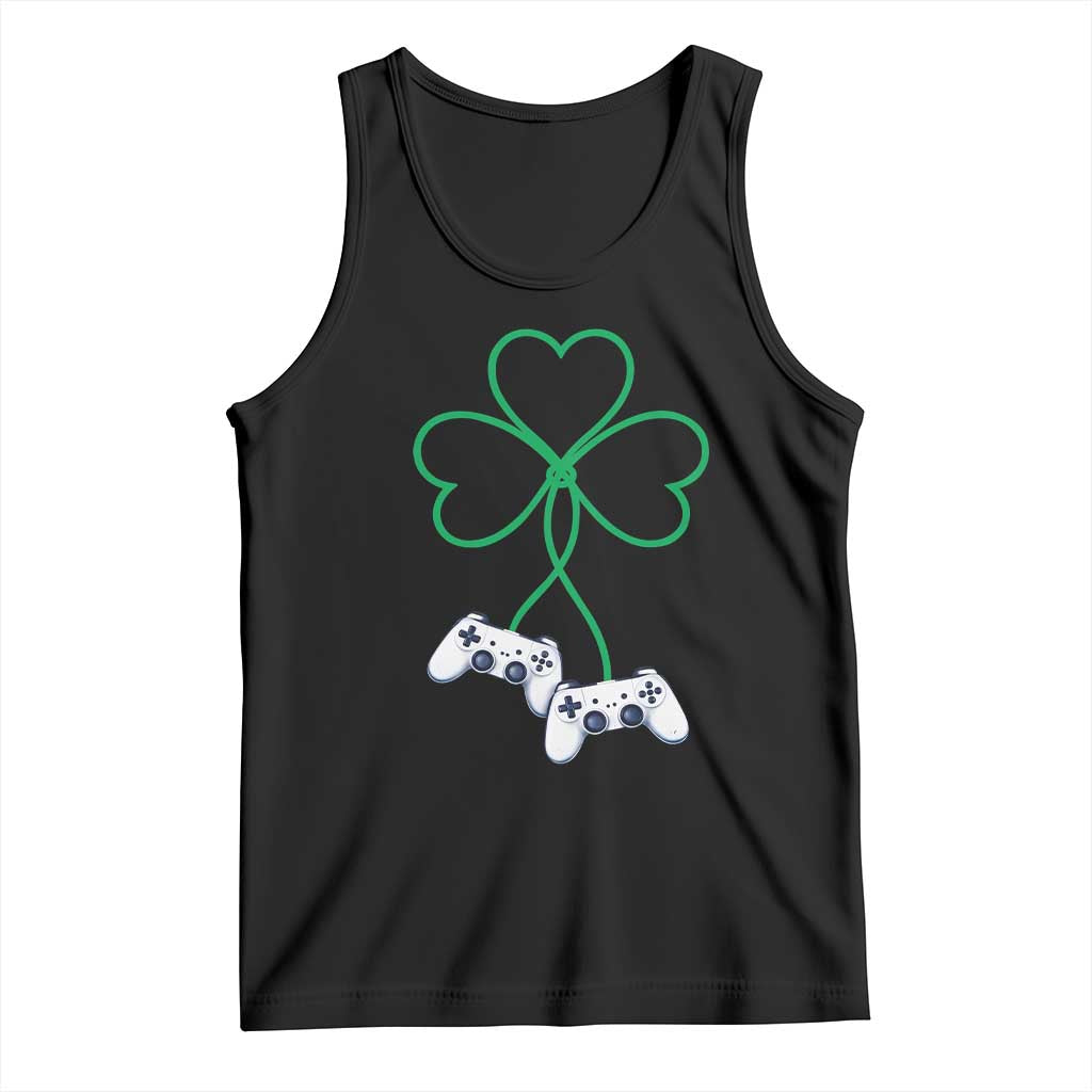 Video Game Lover St Patricks Day with Shamrock Controllers Tank Top TS11 Black Print Your Wear