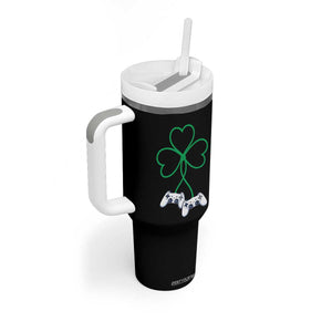 Video Game Lover St Patricks Day with Shamrock Controllers Tumbler With Handle TS11 Print Your Wear