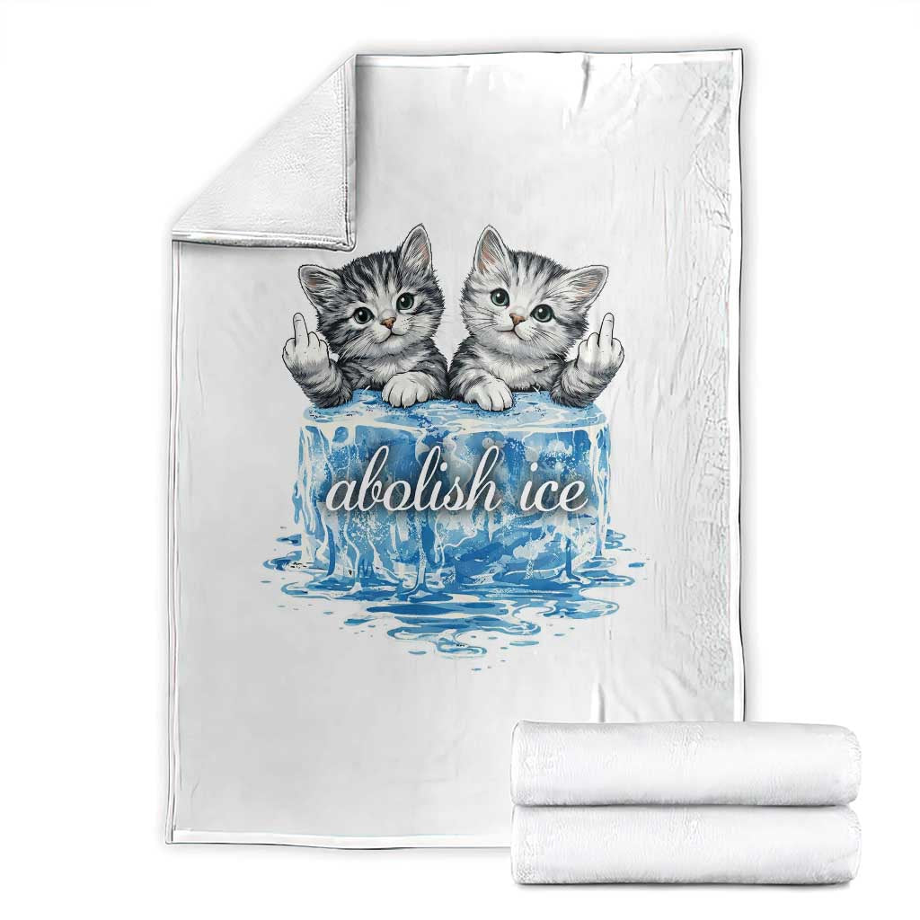 Abolish Ice Throw Blanket Cute Cat Melting Ice Pro Immigrant TS11 White Print Your Wear