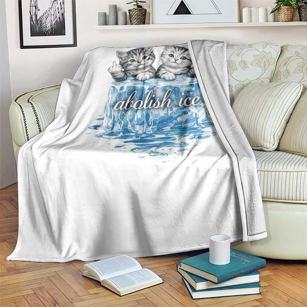 Abolish Ice Throw Blanket Cute Cat Melting Ice Pro Immigrant TS11 Print Your Wear