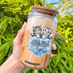 Abolish Ice Glass Can Cute Cat Melting Ice Pro Immigrant TS11 White Print Your Wear