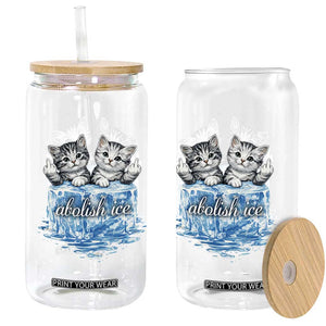 Abolish Ice Glass Can Cute Cat Melting Ice Pro Immigrant TS11 Print Your Wear