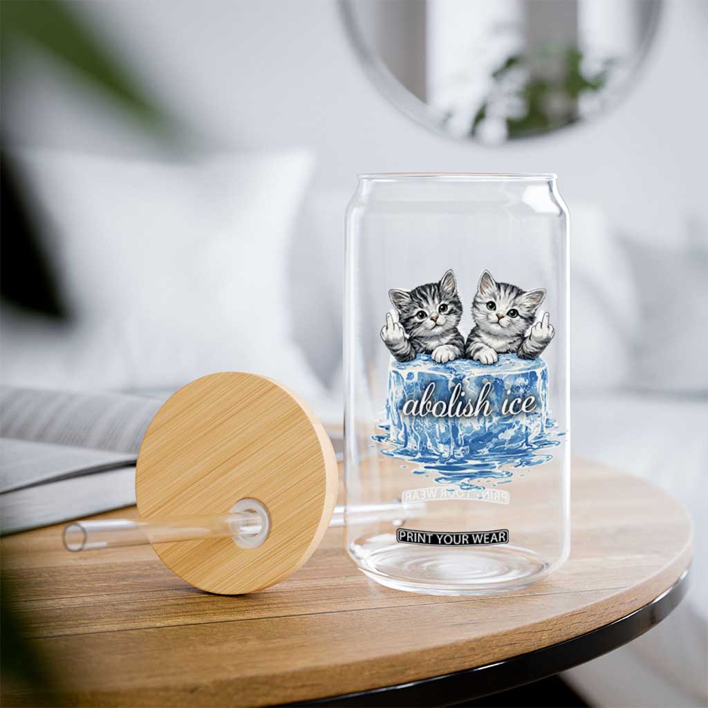 Abolish Ice Glass Can Cute Cat Melting Ice Pro Immigrant TS11 Print Your Wear