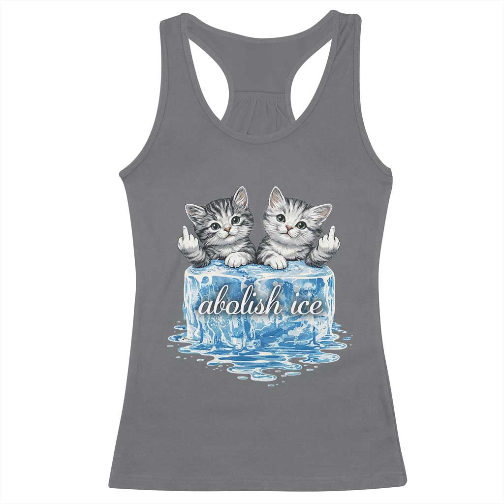 Abolish Ice Racerback Tank Top Cute Cat Melting Ice Pro Immigrant TS11 Charcoal Print Your Wear
