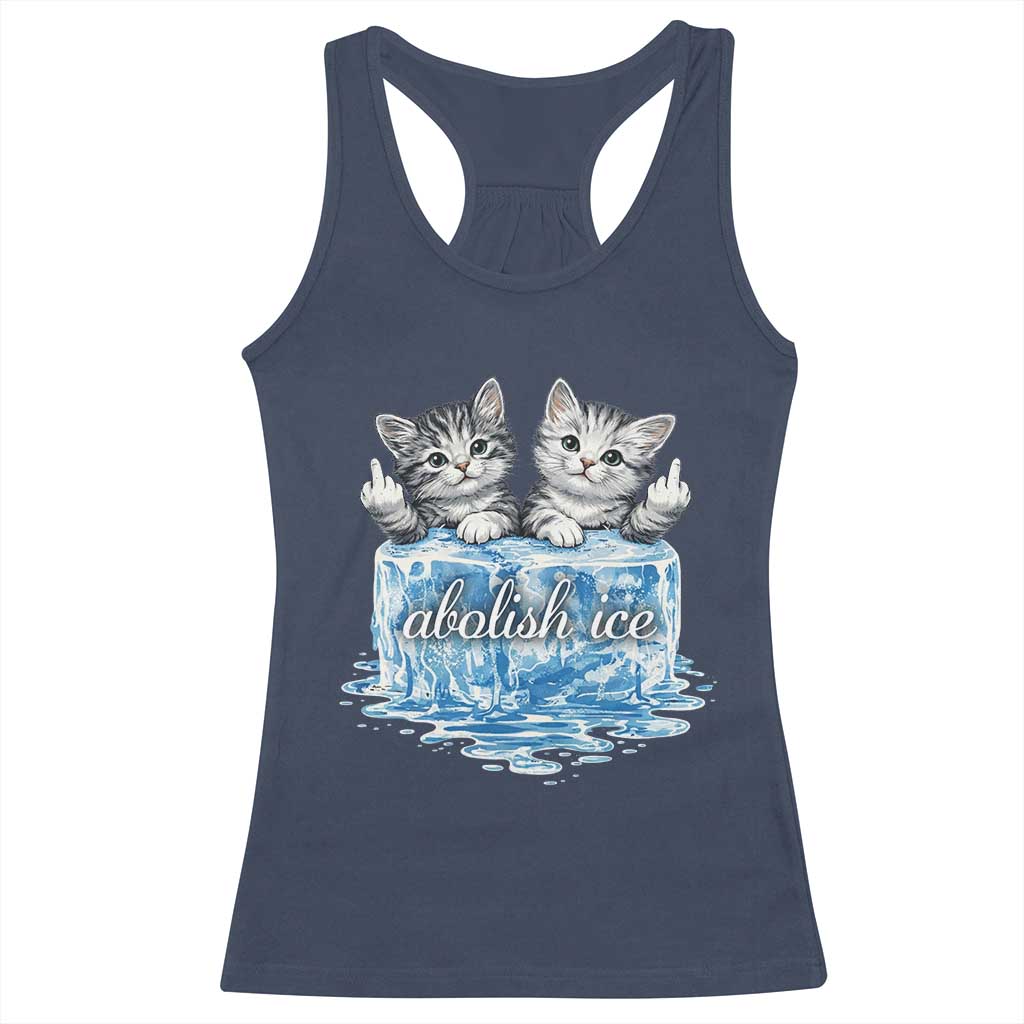 Abolish Ice Racerback Tank Top Cute Cat Melting Ice Pro Immigrant TS11 Navy Print Your Wear