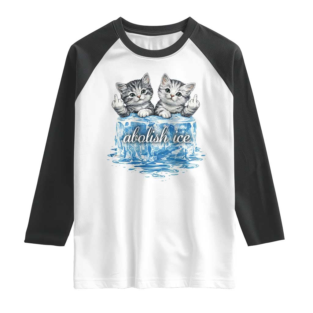 Abolish Ice Raglan Shirt Cute Cat Melting Ice Pro Immigrant TS11 White Black Print Your Wear