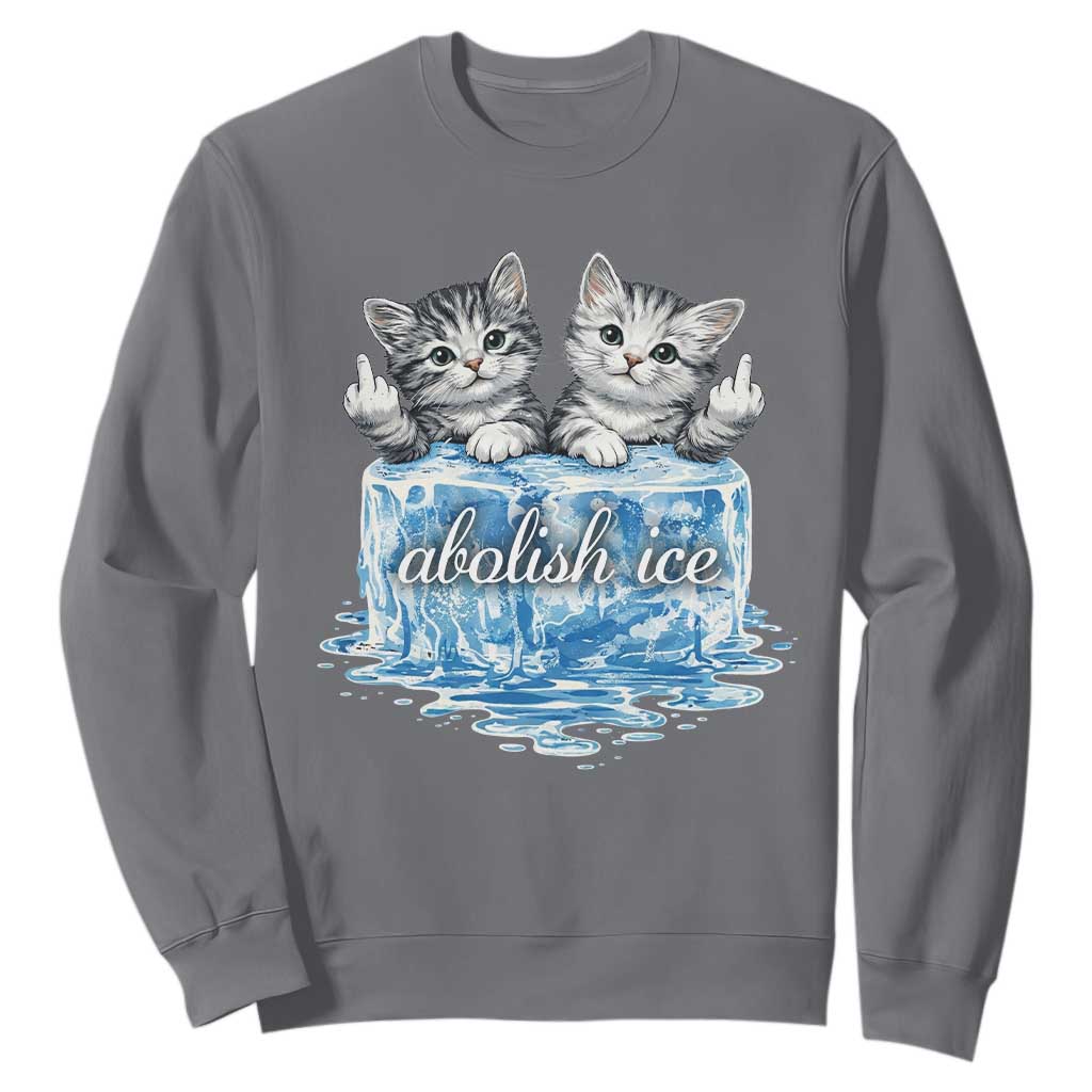 Abolish Ice Sweatshirt Cute Cat Melting Ice Pro Immigrant TS11 Charcoal Print Your Wear