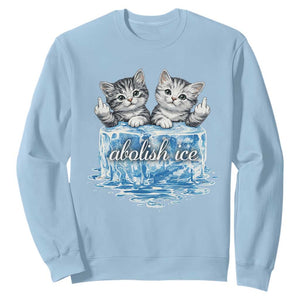 Abolish Ice Sweatshirt Cute Cat Melting Ice Pro Immigrant TS11 Light Blue Print Your Wear