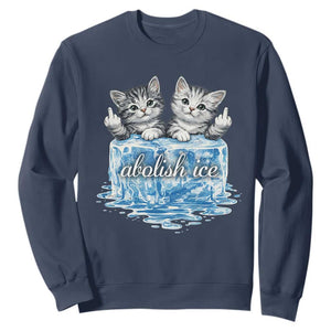 Abolish Ice Sweatshirt Cute Cat Melting Ice Pro Immigrant TS11 Navy Print Your Wear