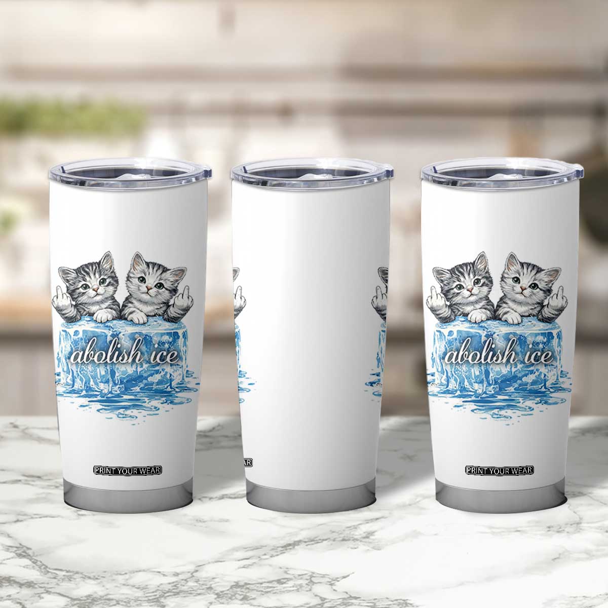 Abolish Ice Tumbler Cup Cute Cat Melting Ice Pro Immigrant TS11 Print Your Wear