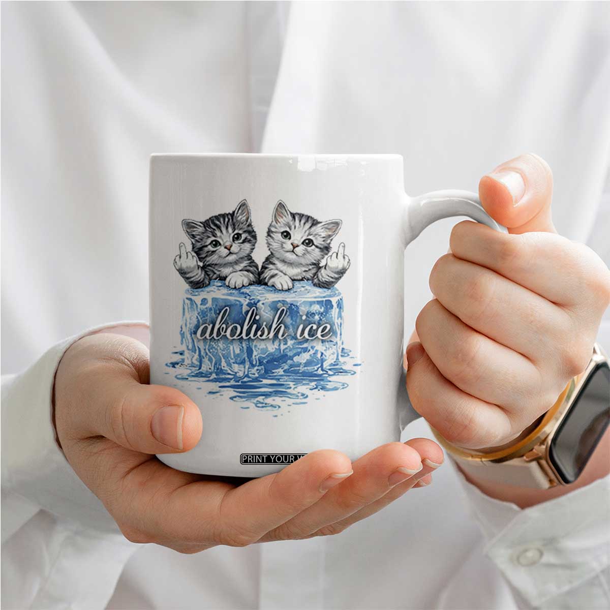 Abolish Ice Coffee Mug Cute Cat Melting Ice Pro Immigrant TS11 Print Your Wear
