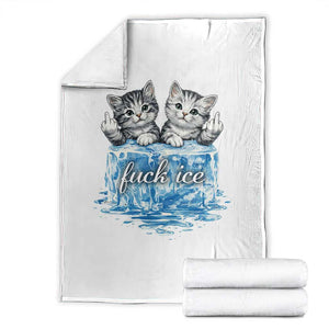 Fck Ice Throw Blanket Cute Cat Melting Ice Pro Immigrant TS11 White Print Your Wear