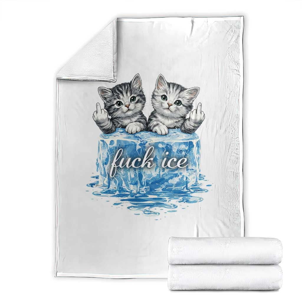 Fck Ice Throw Blanket Cute Cat Melting Ice Pro Immigrant TS11 White Print Your Wear