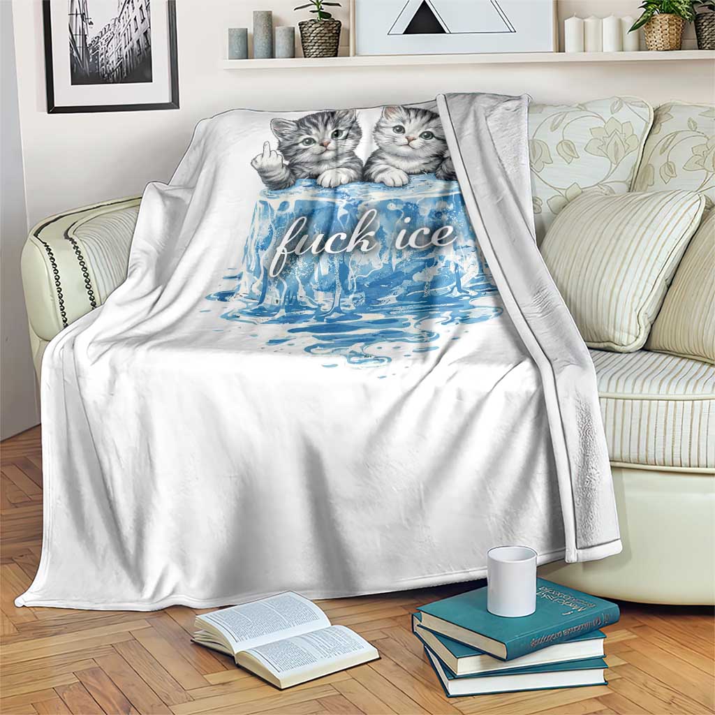 Fck Ice Throw Blanket Cute Cat Melting Ice Pro Immigrant TS11 Print Your Wear