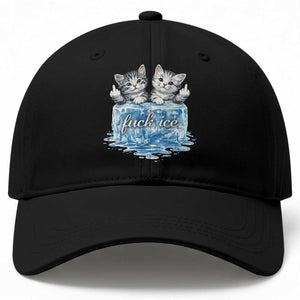Fck Ice Baseball Cap Cute Cat Melting Ice Pro Immigrant TS11 Print Your Wear