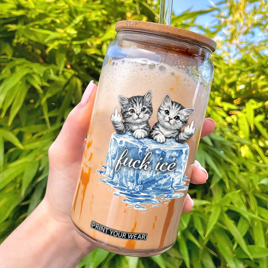 Fck Ice Glass Can Cute Cat Melting Ice Pro Immigrant TS11 White Print Your Wear
