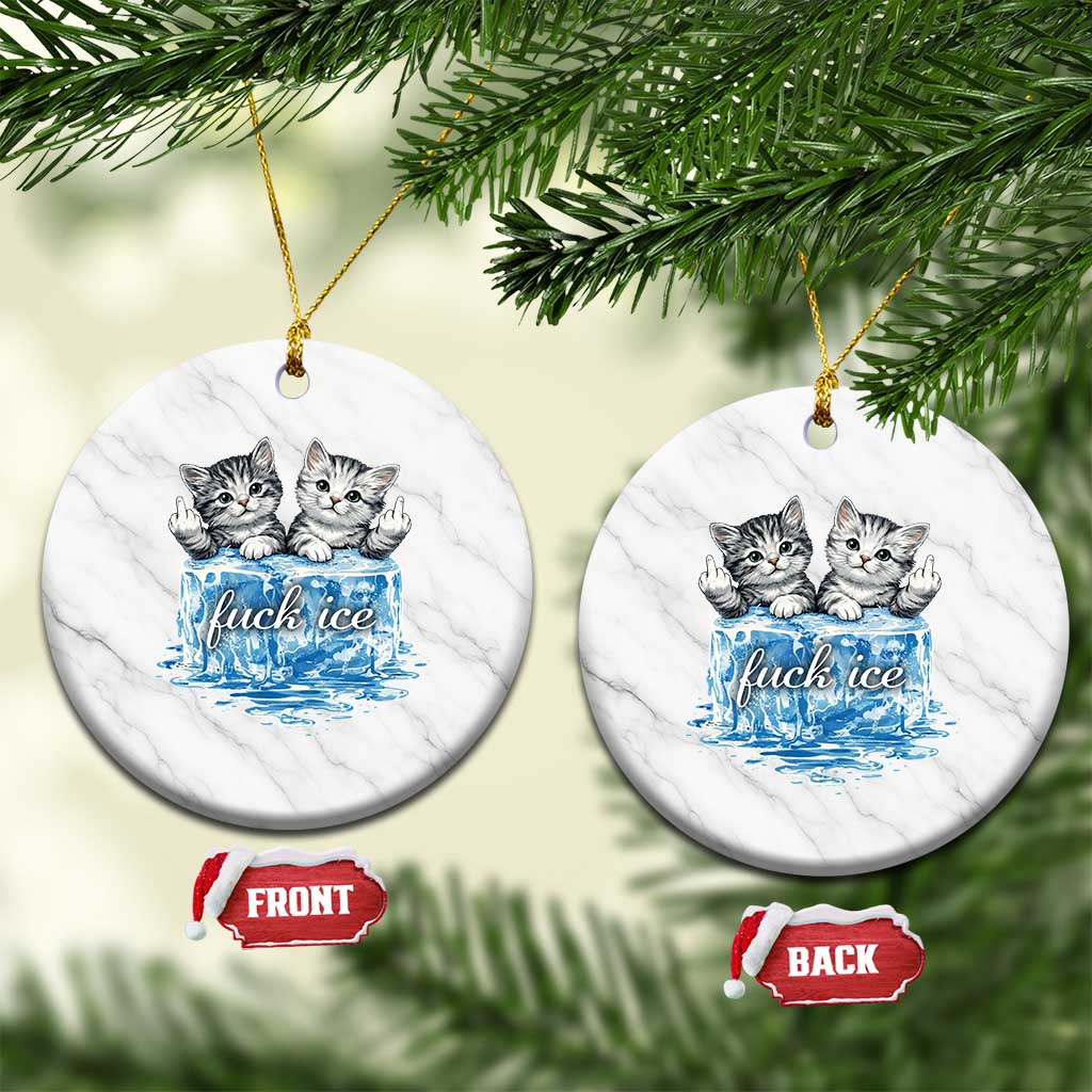 Fck Ice Ceramic Ornament Cute Cat Melting Ice Pro Immigrant TS11 1pc White Marble Print Your Wear
