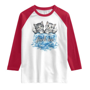 Fck Ice Raglan Shirt Cute Cat Melting Ice Pro Immigrant TS11 White Red Print Your Wear