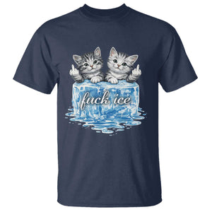 Fck Ice T Shirt Cute Cat Melting Ice Pro Immigrant TS11 Navy Print Your Wear