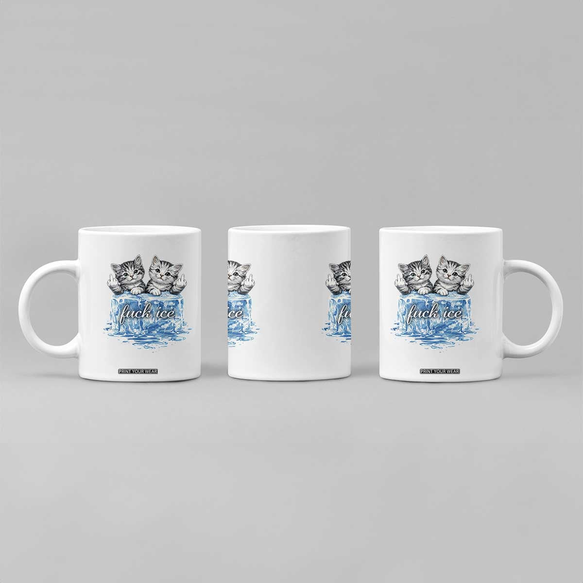 Fck Ice Coffee Mug Cute Cat Melting Ice Pro Immigrant TS11 Print Your Wear