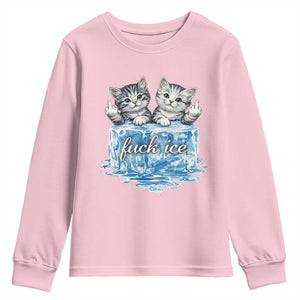 Fck Ice Youth Sweatshirt Cute Cat Melting Ice Pro Immigrant TS11 Light Pink Print Your Wear