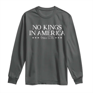 No Kings In America Since 1776 Long Sleeve Shirt Vintage Star TS11 Dark Heather Print Your Wear