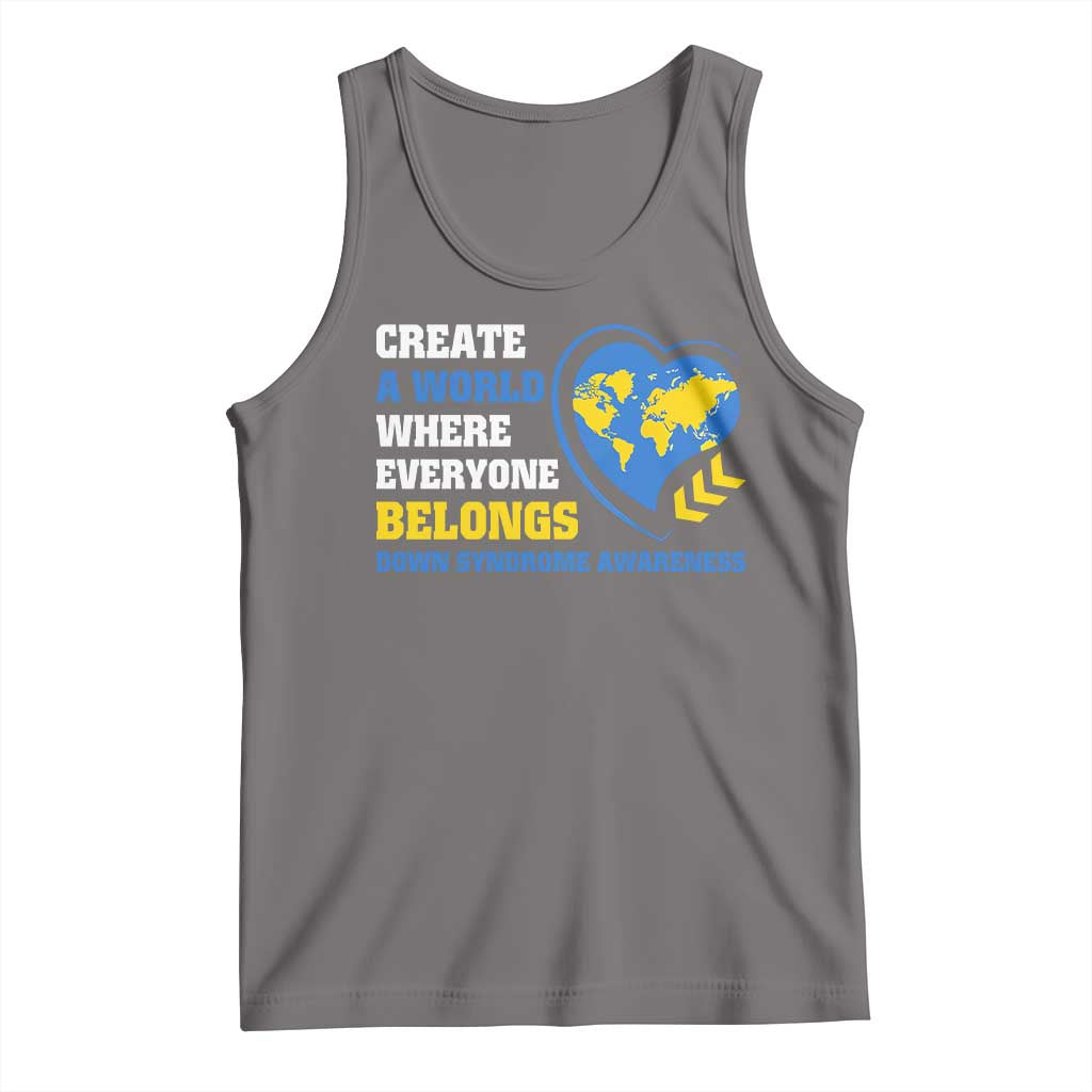 Down Syndrome Awareness Tank Top Create A World Where Everyone Belongs Heart TS11 Deep Heather Print Your Wear