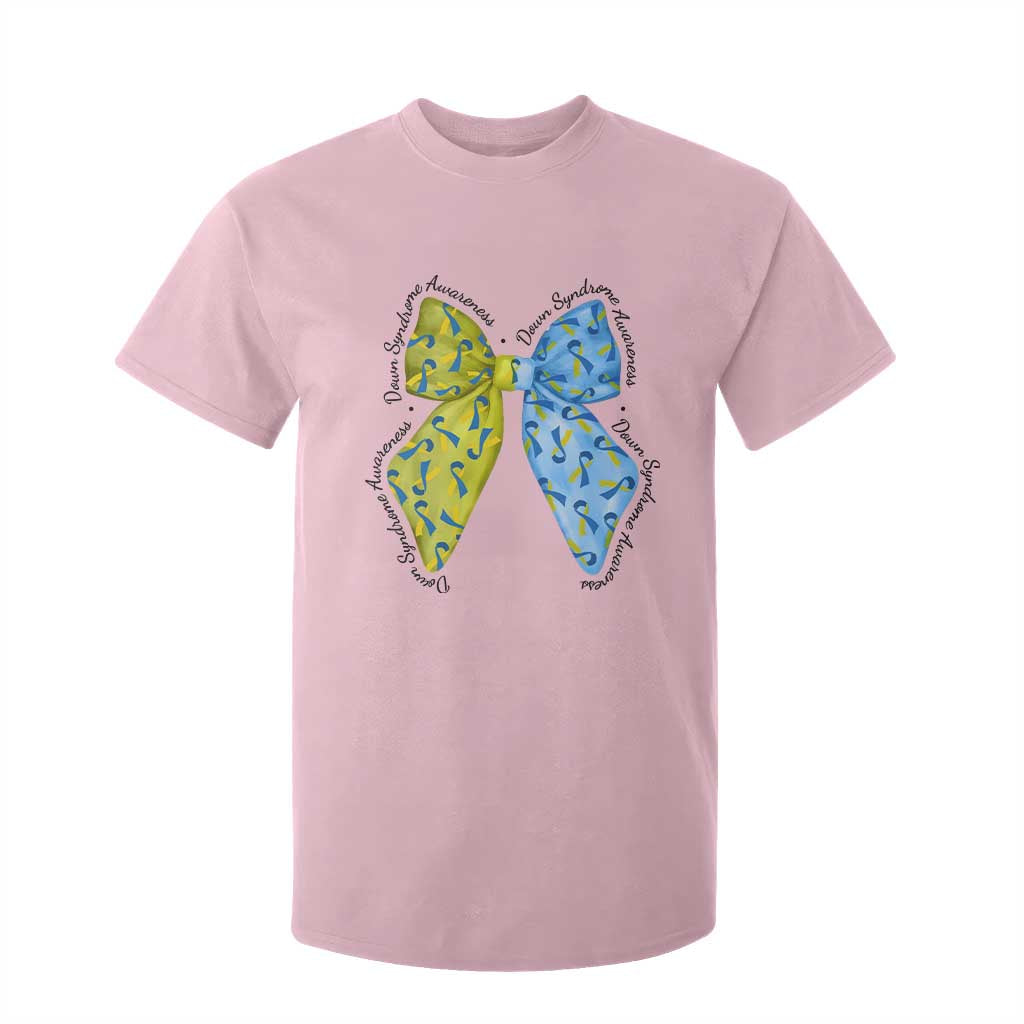 Down Syndrome Awareness Coquette Bow Ribbon T Shirt For Kid TS11 Light Pink Print Your Wear