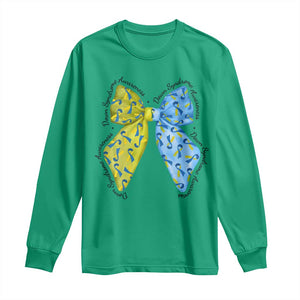 Down Syndrome Awareness Coquette Bow Ribbon Long Sleeve Shirt TS11 Irish Green Print Your Wear