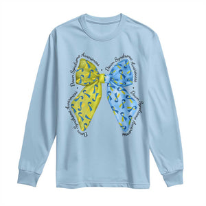 Down Syndrome Awareness Coquette Bow Ribbon Long Sleeve Shirt TS11 Light Blue Print Your Wear