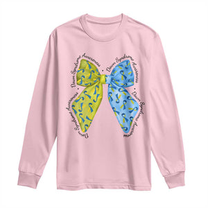 Down Syndrome Awareness Coquette Bow Ribbon Long Sleeve Shirt TS11 Light Pink Print Your Wear