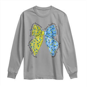 Down Syndrome Awareness Coquette Bow Ribbon Long Sleeve Shirt TS11 Sport Gray Print Your Wear