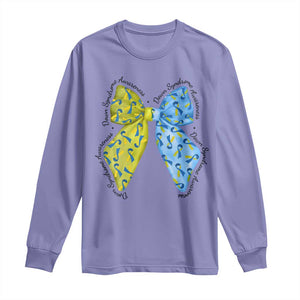 Down Syndrome Awareness Coquette Bow Ribbon Long Sleeve Shirt TS11 Violet Print Your Wear