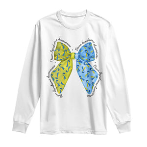 Down Syndrome Awareness Coquette Bow Ribbon Long Sleeve Shirt TS11 White Print Your Wear