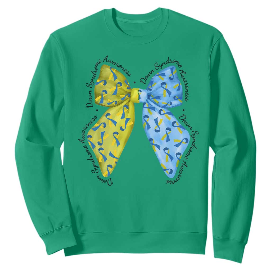 Down Syndrome Awareness Coquette Bow Ribbon Sweatshirt TS11 Irish Green Print Your Wear