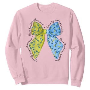 Down Syndrome Awareness Coquette Bow Ribbon Sweatshirt TS11 Light Pink Print Your Wear