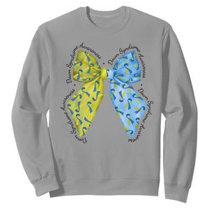 Down Syndrome Awareness Coquette Bow Ribbon Sweatshirt TS11 Sport Gray Print Your Wear