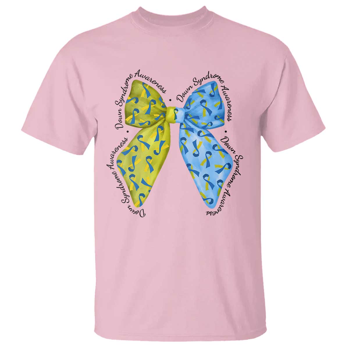 Down Syndrome Awareness Coquette Bow Ribbon T Shirt TS11 Light Pink Print Your Wear