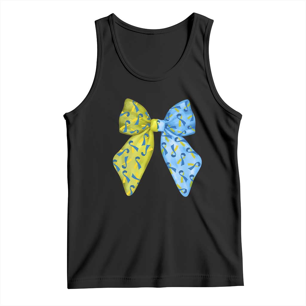 Down Syndrome Awareness Coquette Bow Ribbon Tank Top TS11 Black Print Your Wear