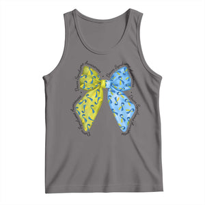 Down Syndrome Awareness Coquette Bow Ribbon Tank Top TS11 Deep Heather Print Your Wear