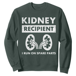 Kidney Recipient Run On Spare Parts Sweatshirt Matching Recovery TS11 Dark Forest Green Print Your Wear