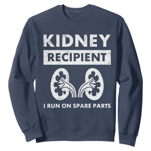 Kidney Recipient Run On Spare Parts Sweatshirt Matching Recovery TS11 Navy Print Your Wear