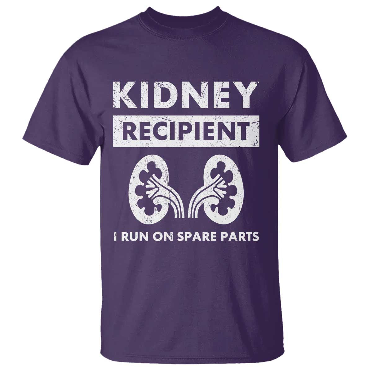 Kidney Recipient T Shirt - Run On Spare Parts Matching Transplant Recovery Humor Tee TS11 Purple Print Your Wear