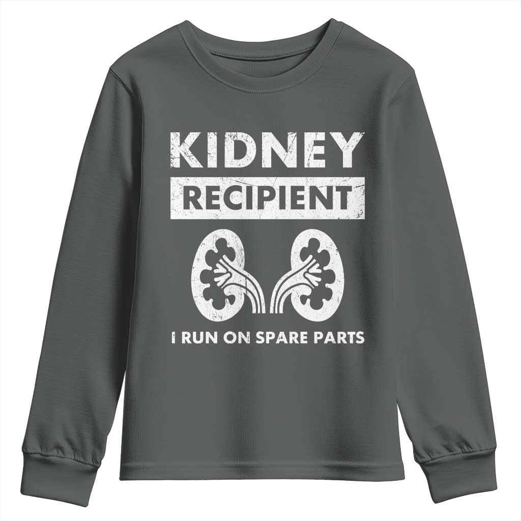 Kidney Recipient Run On Spare Parts Youth Sweatshirt Matching Recovery TS11 Dark Heather Print Your Wear