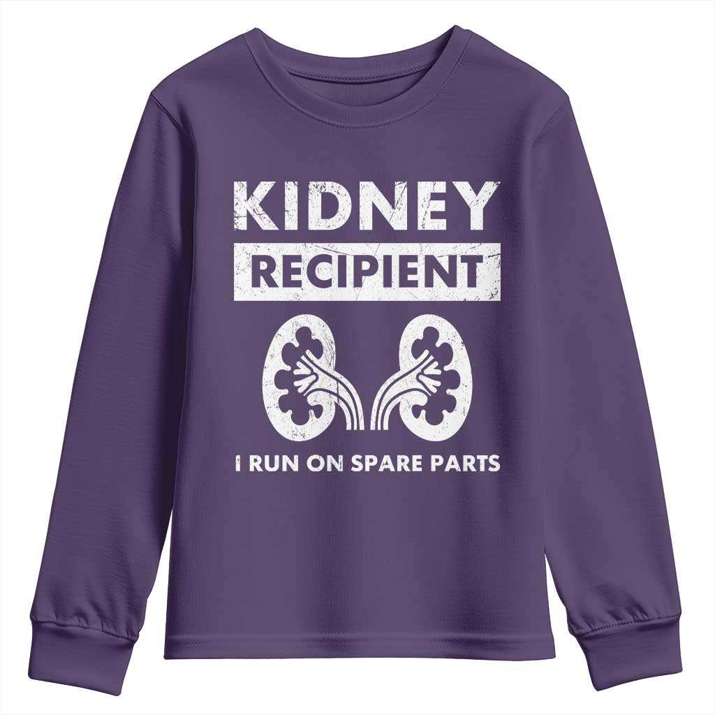 Kidney Recipient Run On Spare Parts Youth Sweatshirt Matching Recovery TS11 Purple Print Your Wear
