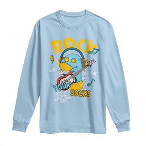 Funny Rock Your Socks Long Sleeve Shirt World Down Syndrome Day WDSD TS11 Light Blue Print Your Wear