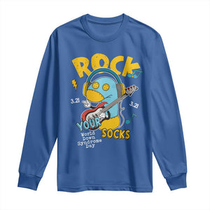 Funny Rock Your Socks Long Sleeve Shirt World Down Syndrome Day WDSD TS11 Royal Blue Print Your Wear