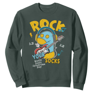 Funny Rock Your Socks Sweatshirt World Down Syndrome Day WDSD TS11 Dark Forest Green Print Your Wear