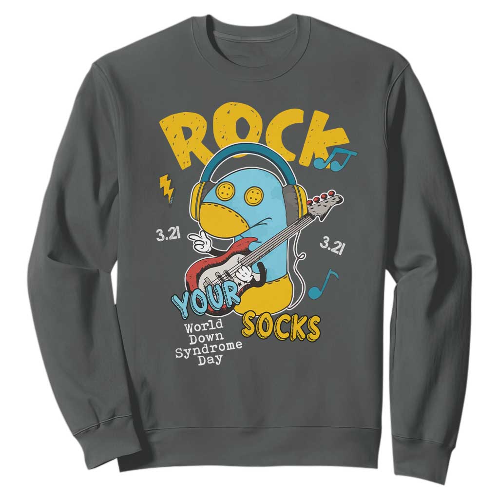 Funny Rock Your Socks Sweatshirt World Down Syndrome Day WDSD TS11 Dark Heather Print Your Wear